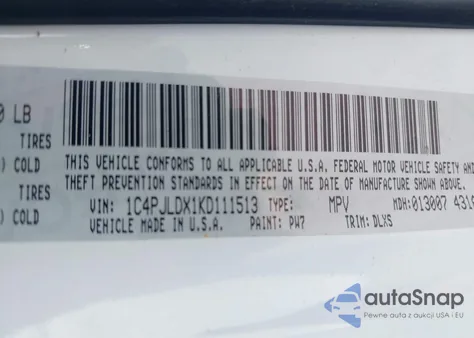 2019 Jeep Cherokee Limited Fwd from USA, damaged, VIN 1C4PJLDX1KD111513